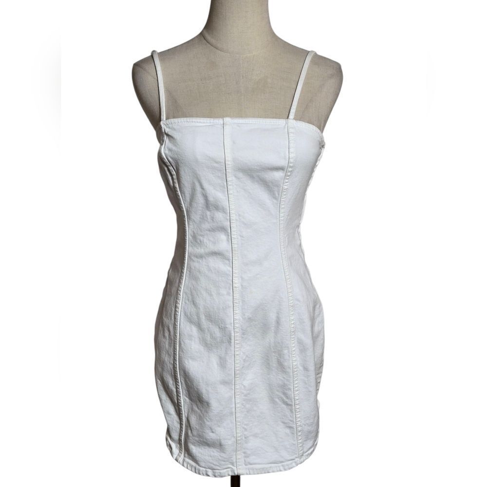 Zara White Denim Stretch Mini Dress